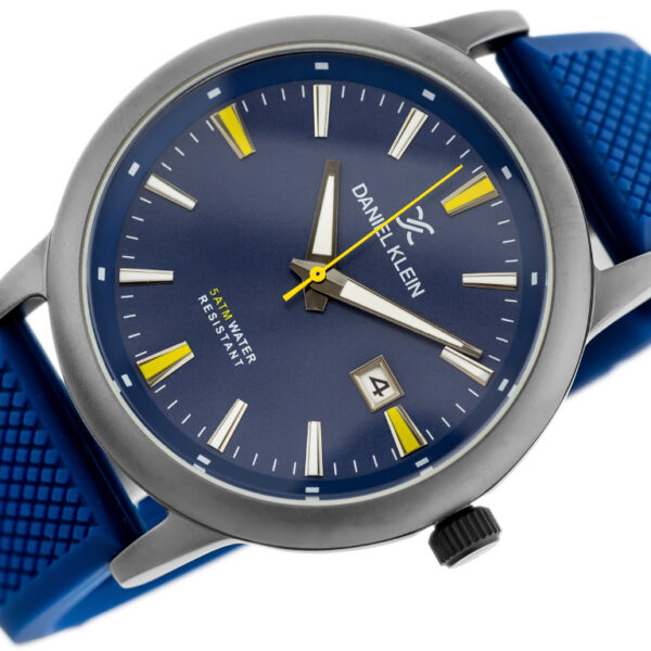 Luxusní hodinky Daniel Klein s gumovým páskem: modré hodinky pro muže + doprava zdarma