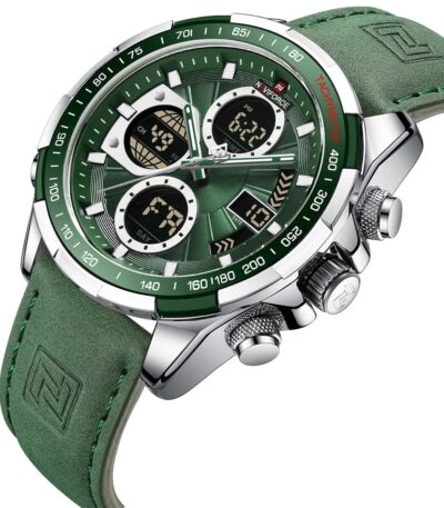 Naviforce - Elegantní pánské hodinky stříbrné, kulaté analogové hodinky s koženým páskem