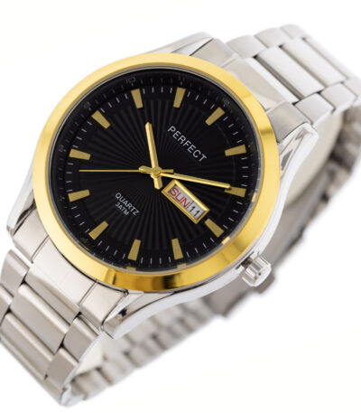 Pánské stylové hodinky Perfect s kovovým páskem: analogové, kulaté, stříbrné hodinky pro muže
