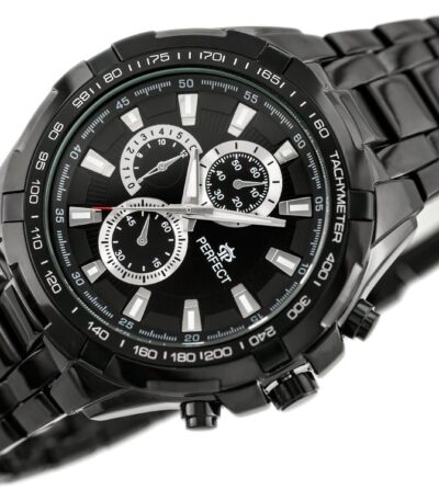 Představujeme Vám černé analogové pánské elegantní hodinky Perfect vyrobené z chirurgické oceli.