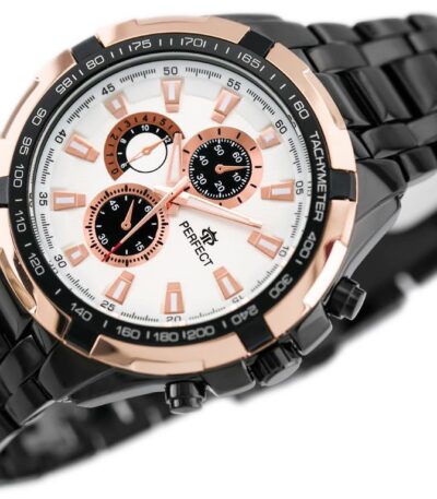 Představujeme Vám černé analogové pánské elegantní hodinky Perfect vyrobené z chirurgické oceli.