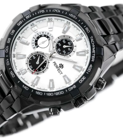 Představujeme Vám černé analogové pánské elegantní hodinky Perfect vyrobené z chirurgické oceli.