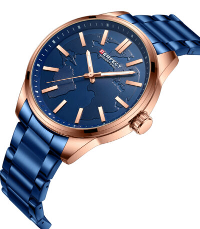 Modre hodinky Perfect - Ručičkové hodinky pánské, Elegantní hodinky s kovovým řemínkem
