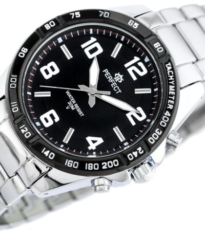 Pánské stylové hodinky Perfect s kovovým páskem: analogové, kulaté, stříbrné hodinky pro muže