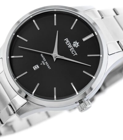 Pánské stylové hodinky Perfect s kovovým páskem: analogové, kulaté, stříbrné hodinky pro muže