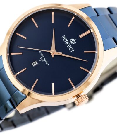 Pánské stylové hodinky Perfect s kovovým páskem: analogové, kulaté, stříbrné hodinky pro muže