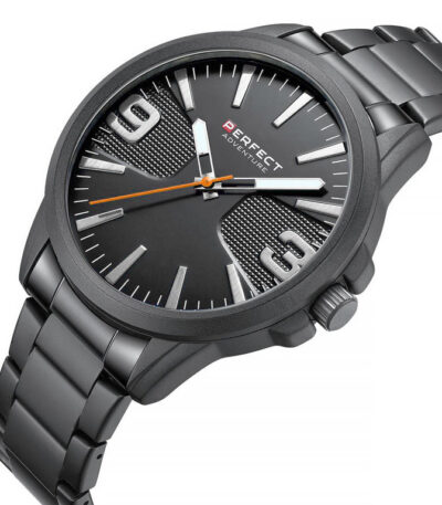 Představujeme Vám černé analogové pánské elegantní hodinky Perfect vyrobené z chirurgické oceli.