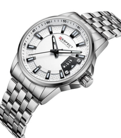 Pánské stylové hodinky Perfect s kovovým páskem: analogové, kulaté, stříbrné hodinky pro muže