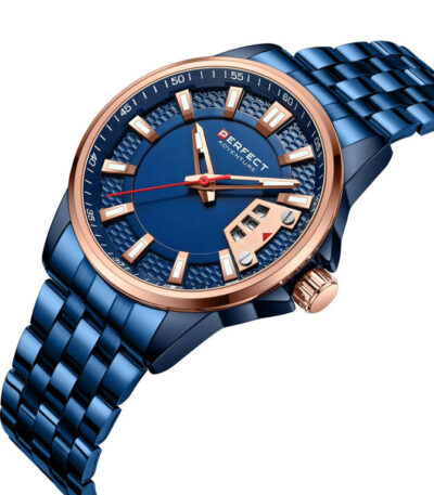 Modre hodinky Perfect - Ručičkové hodinky pánské, Elegantní hodinky s kovovým řemínkem