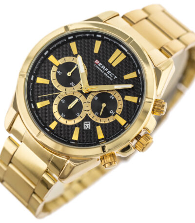 Pánské luxusní hodinky zlaté s chronografem