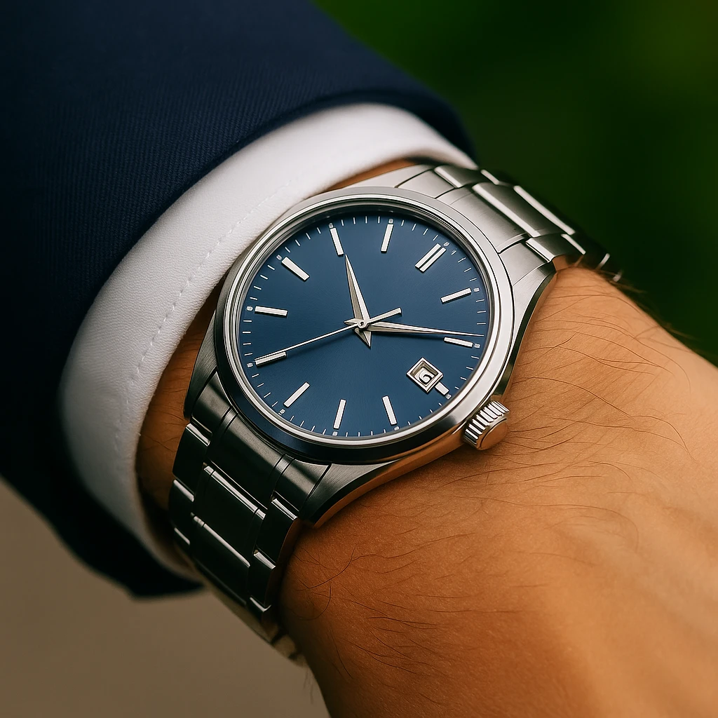 Stylové pánské hodinky s kovovým páskem z nerezové oceli vhodné k obleku

