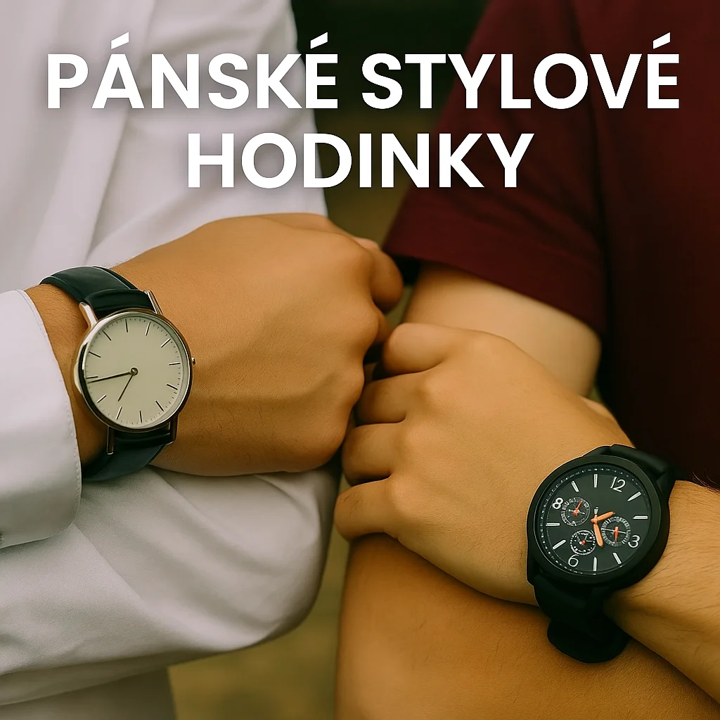 Dvojice pánských stylových hodinek na dřevěném podkladu jako symbol elegance a moderní módy 21. století